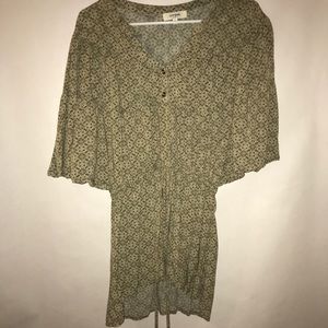 Flowy ties waste blouse with buttons